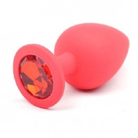 Anal Plug with Red Diamond Large Size Silicone